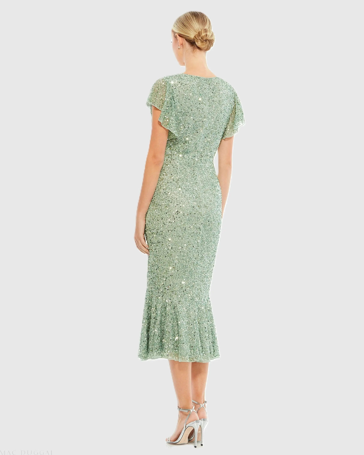 Women's Green Dress Sequin - Green Mesh