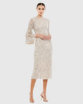 Women's Beige Midi Dress Sequin - Beige Ruffle