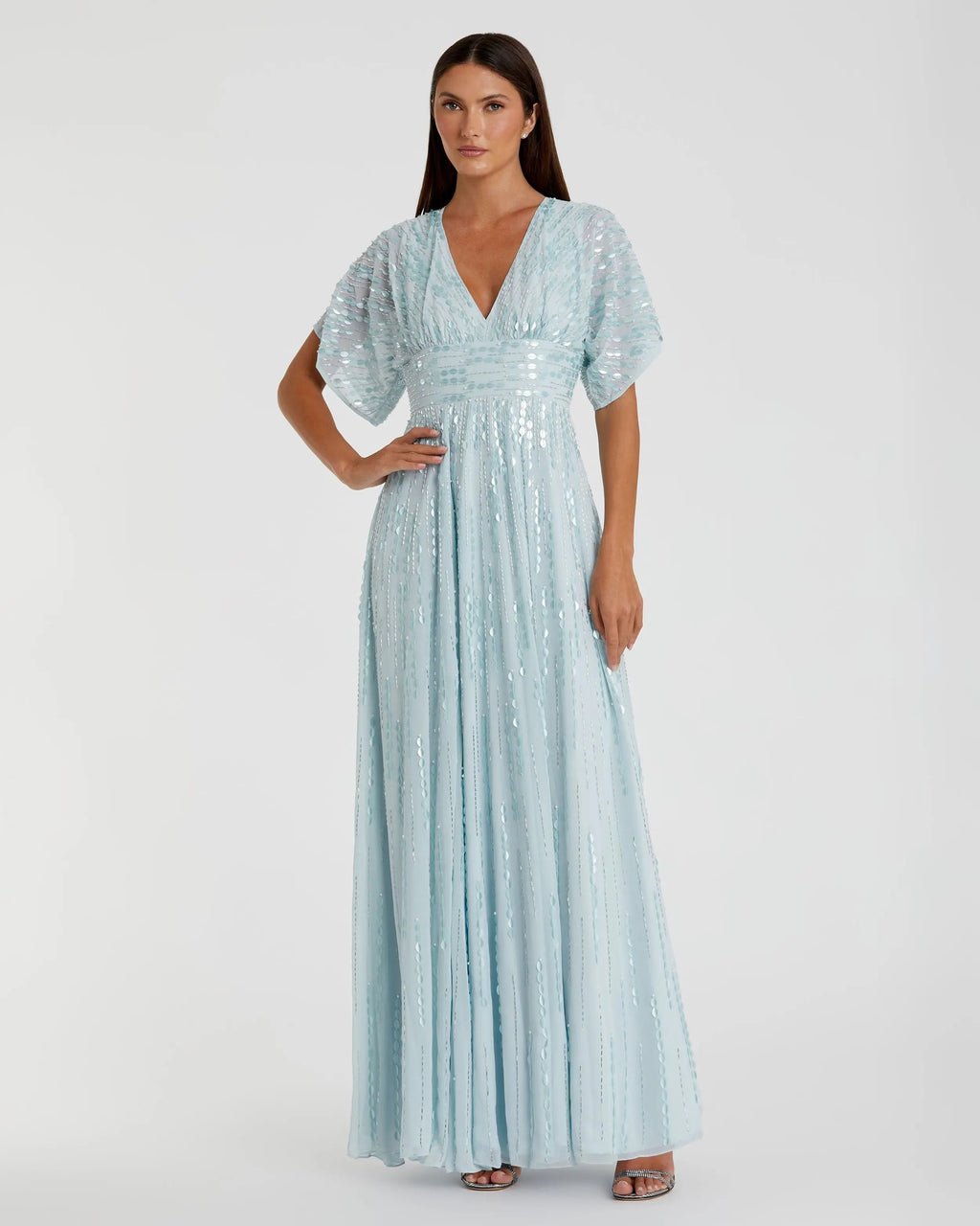 Women's Blue Evening Dress for Evening & Special Occasions - Blue Sequin Mesh