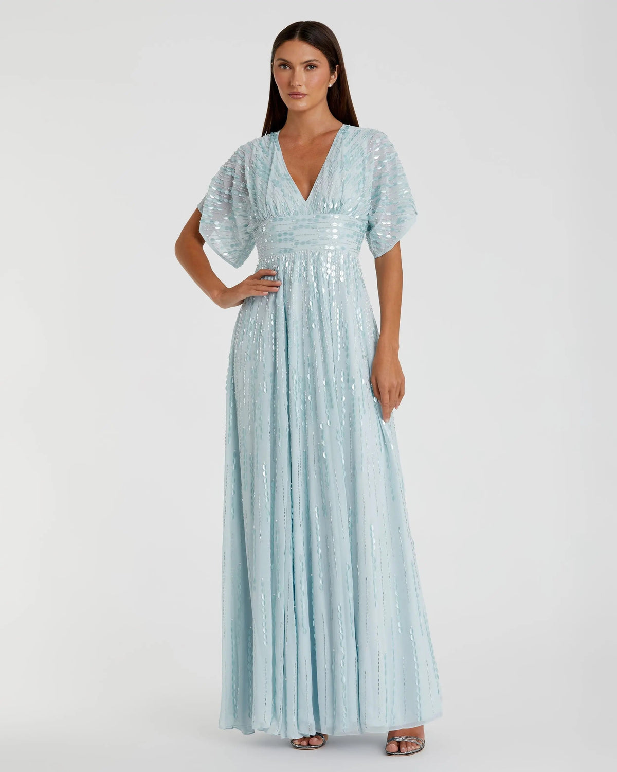 Women's Blue Evening Dress for Evening & Special Occasions - Blue Sequin Mesh