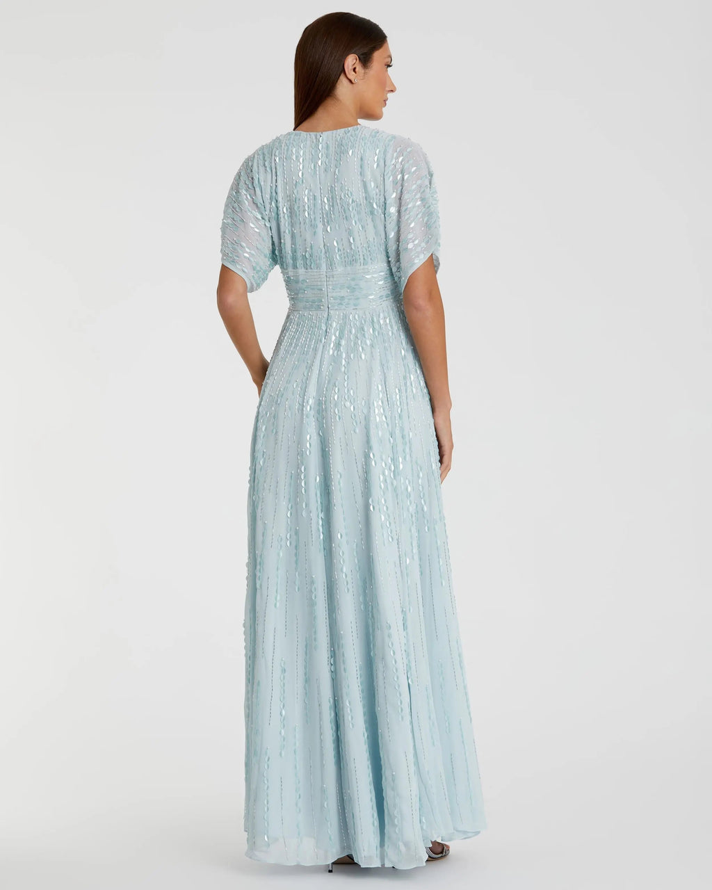 Women's Blue Evening Dress for Evening & Special Occasions - Blue Sequin Mesh
