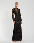 Women's Black Dress Floral - Black Sequin Mesh