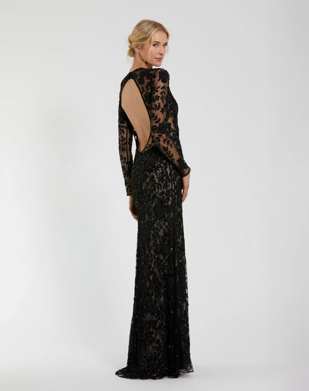 Women's Black Dress Floral - Black Sequin Mesh
