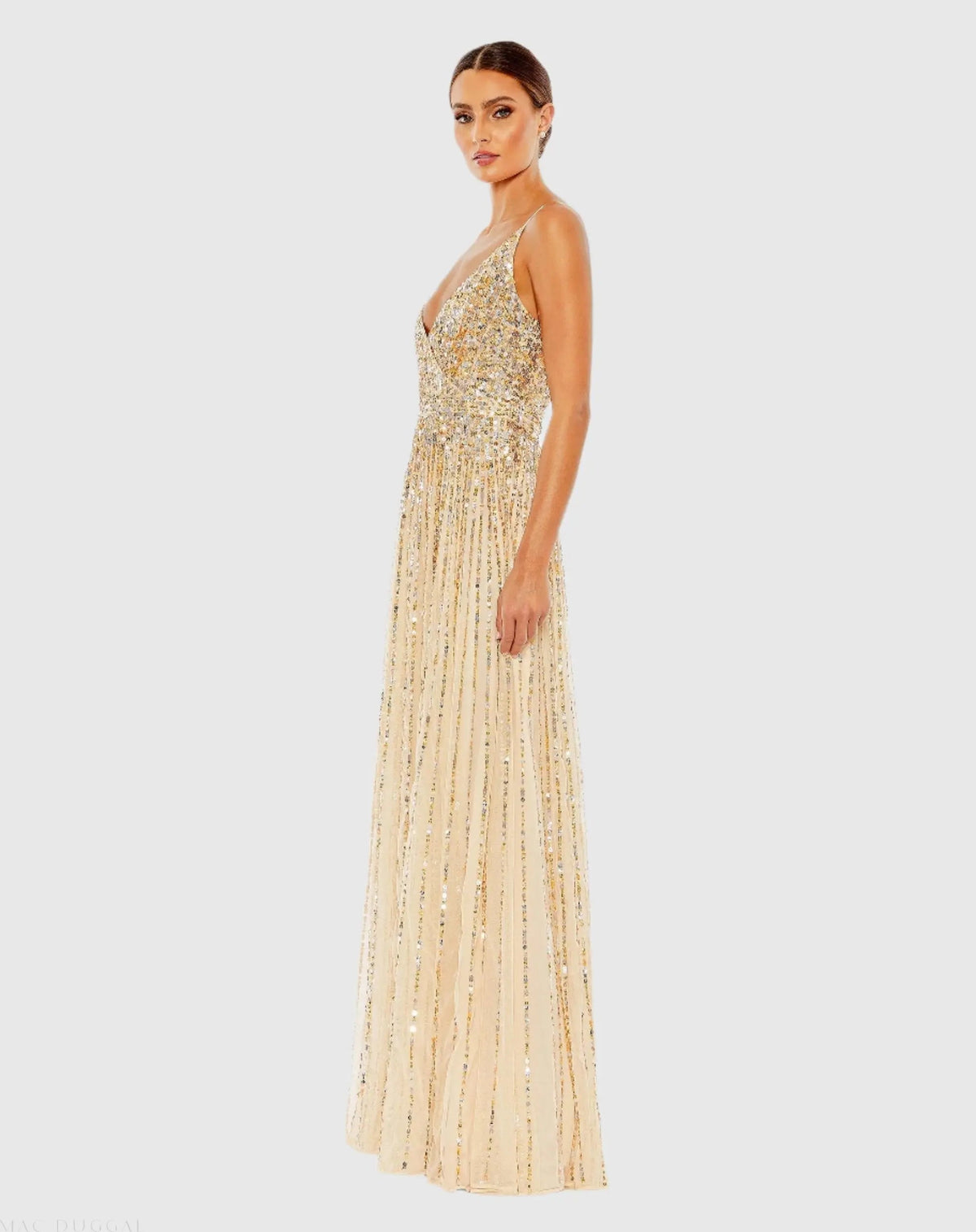 Women's Beige Dress Sequin Sleeveless - 10928 Nude