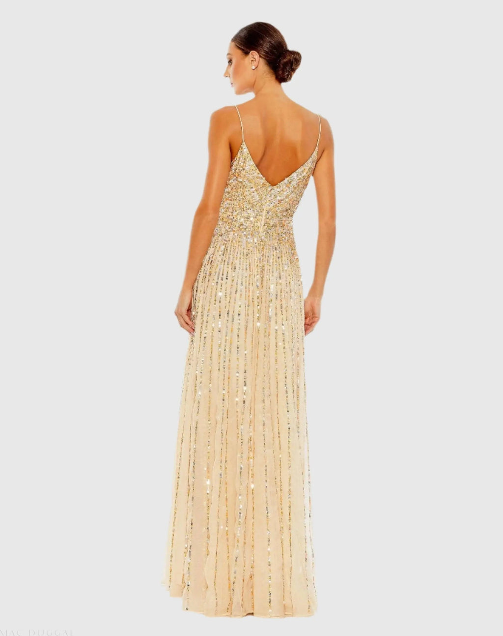 Women's Beige Dress Sequin Sleeveless - 10928 Nude