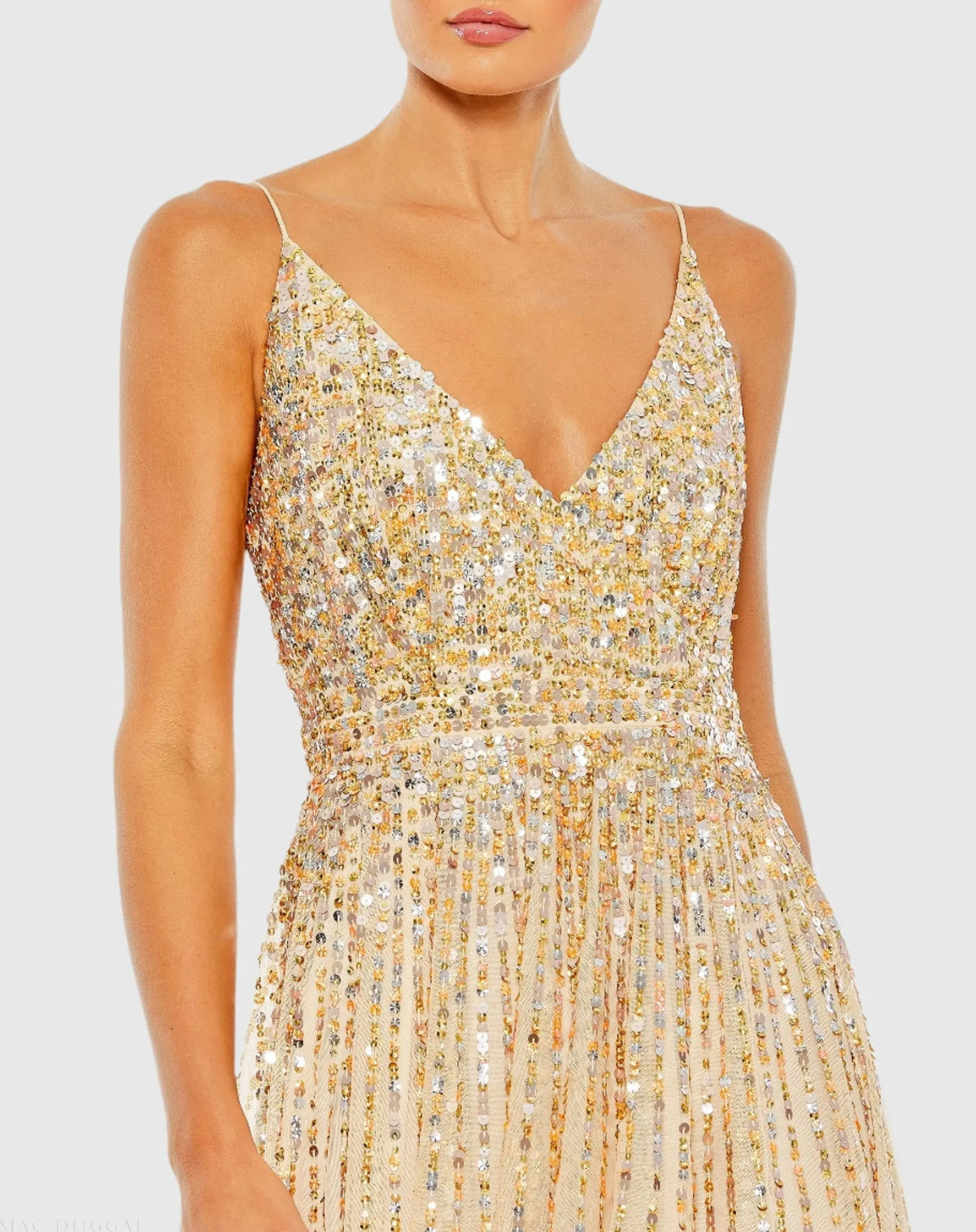 Women's Beige Dress Sequin Sleeveless - 10928 Nude