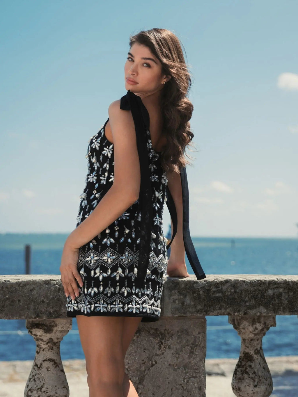 Women's Black Dress Sleeveless - Black Sequin