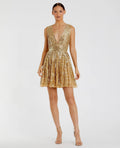 Women's Gold Dress Sleeveless - Gold Sequin Mesh