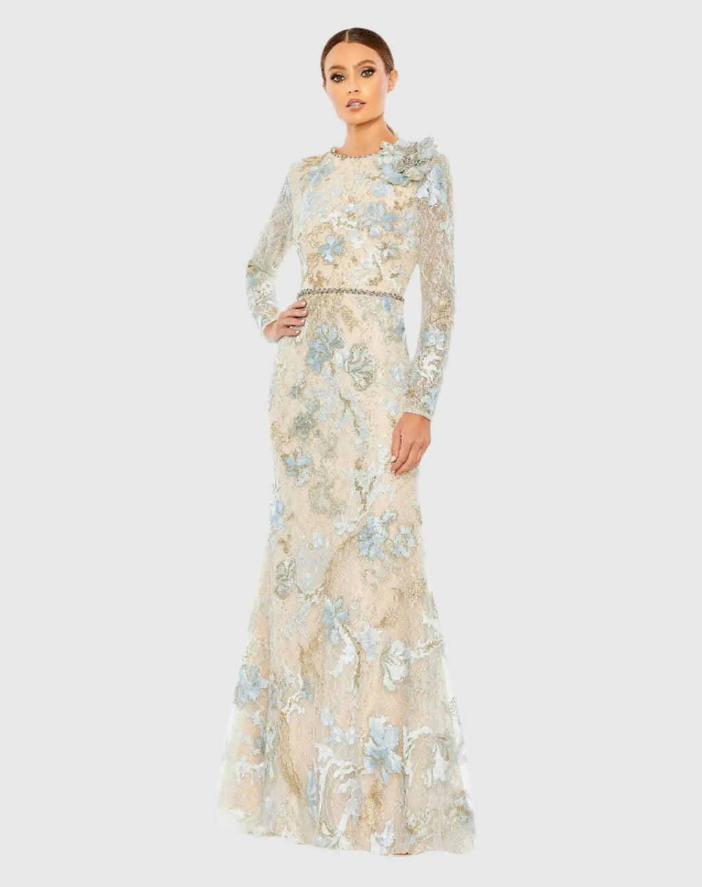Women's Blue Dress Lace Floral