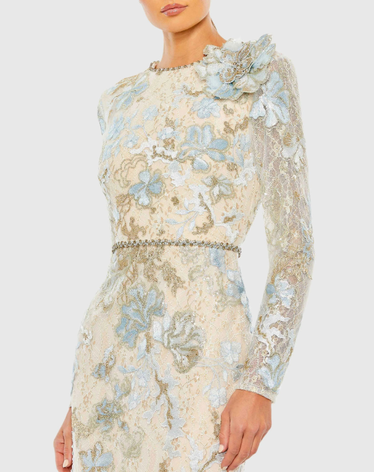 Women's Blue Dress Lace Floral