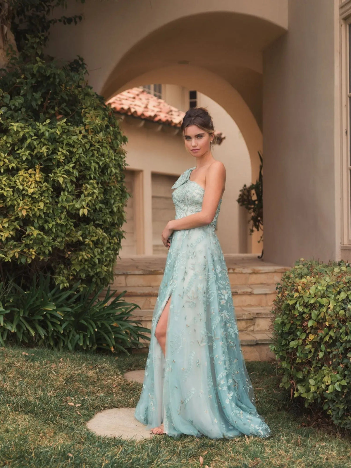 Women's Green Dress One Shoulder - Green Floral One-Shoulder