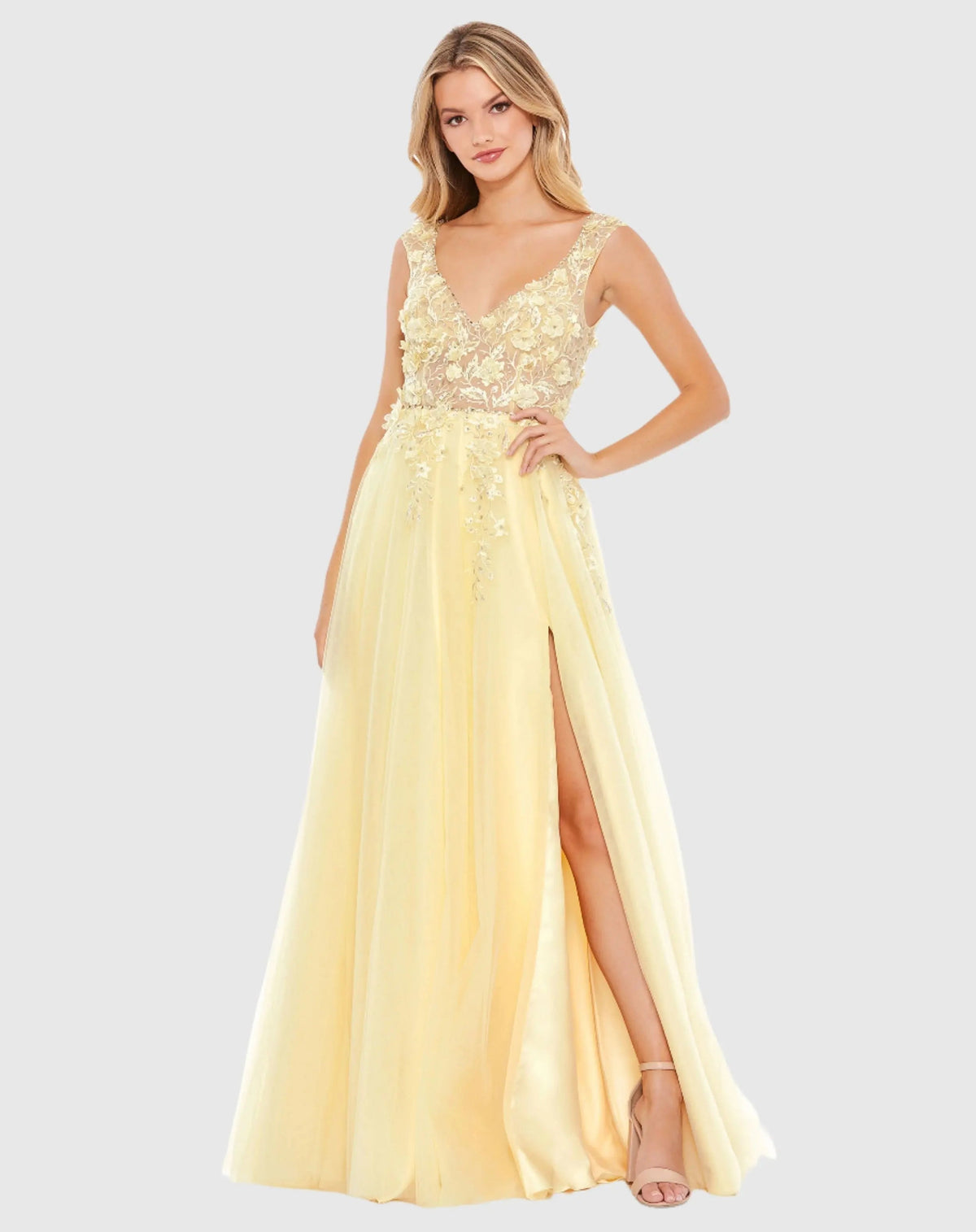 Women's Yellow Dress - Yellow Satin Floral