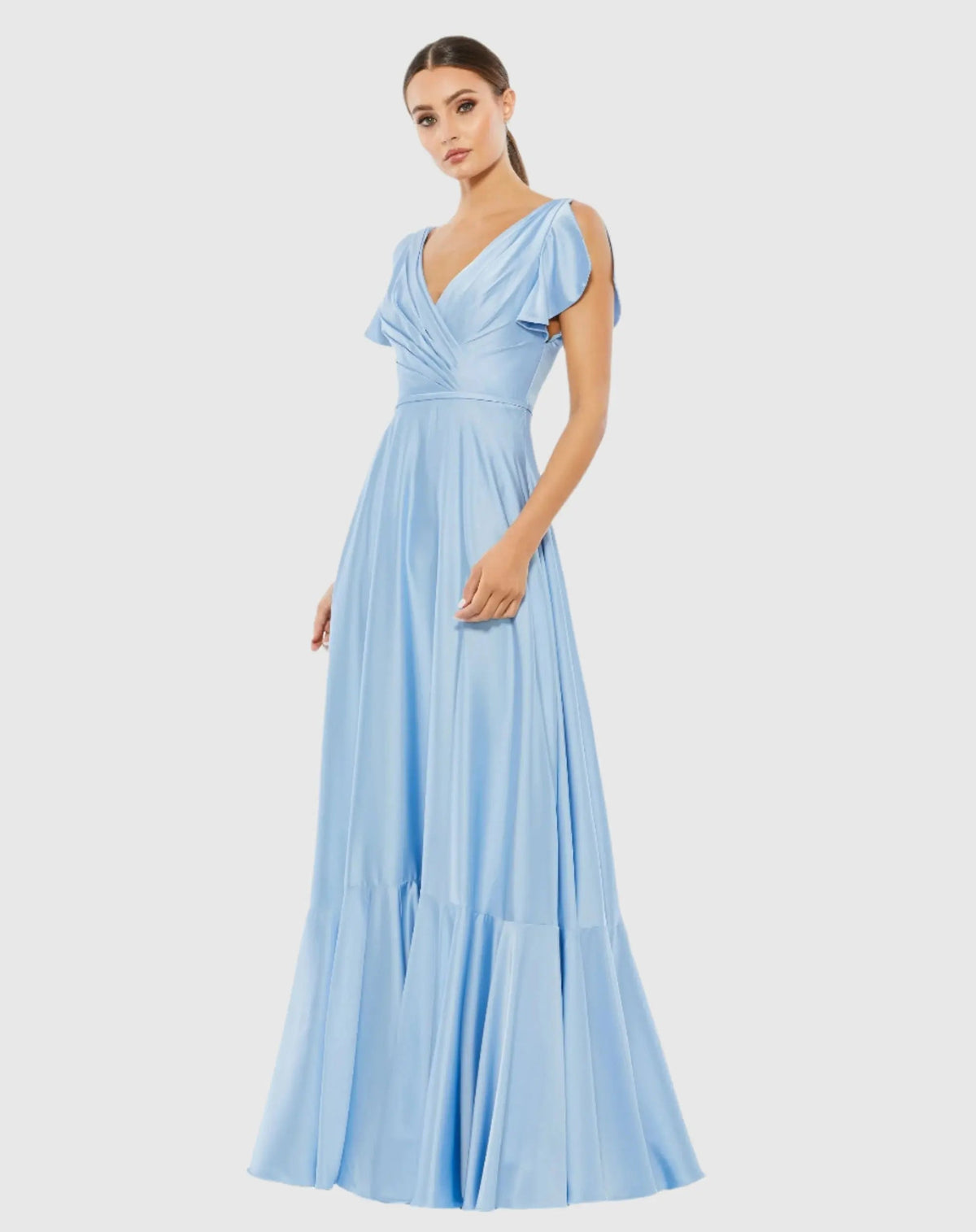 Women's Blue Dress Satin - Blue Pleated