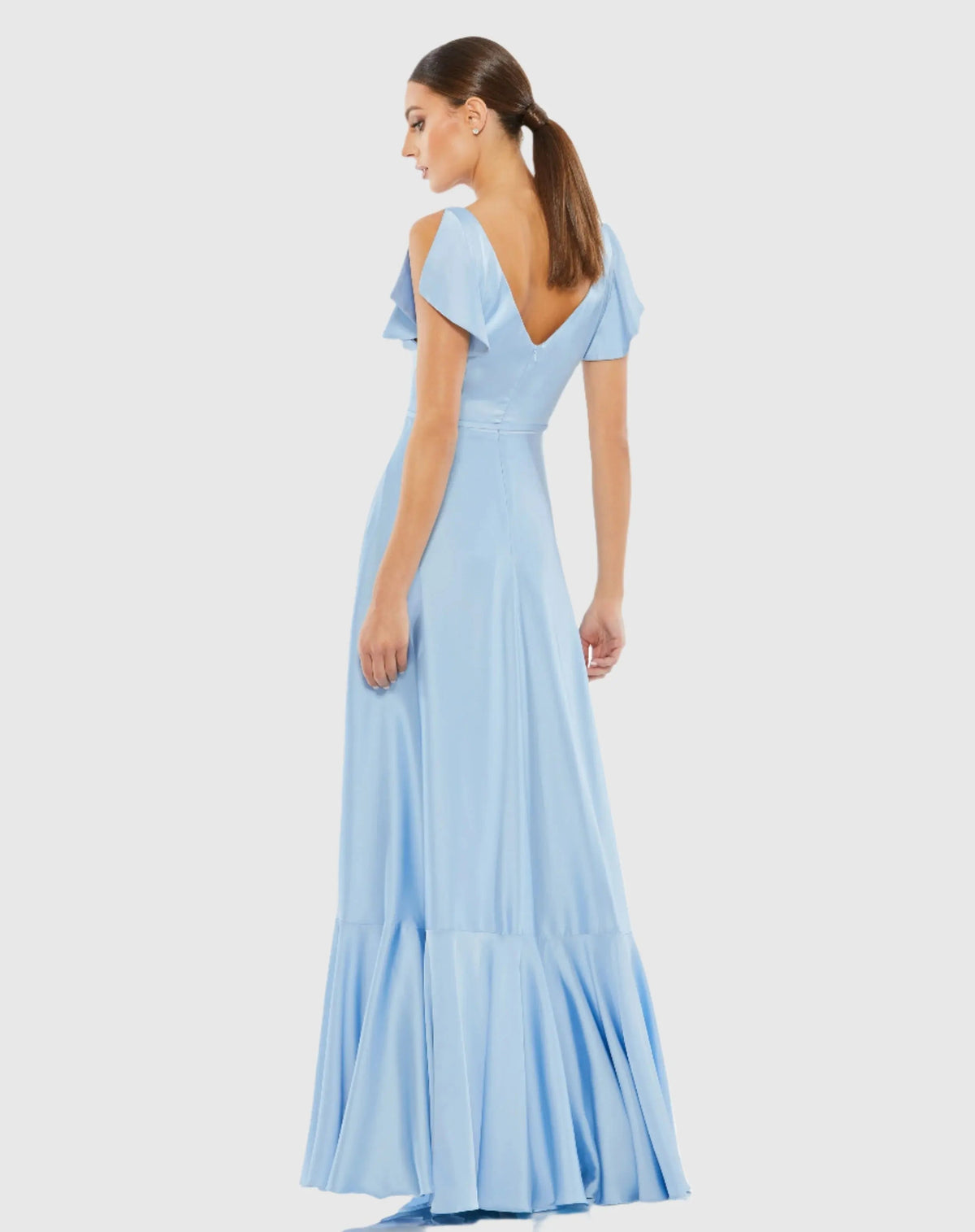Women's Blue Dress Satin - Blue Pleated