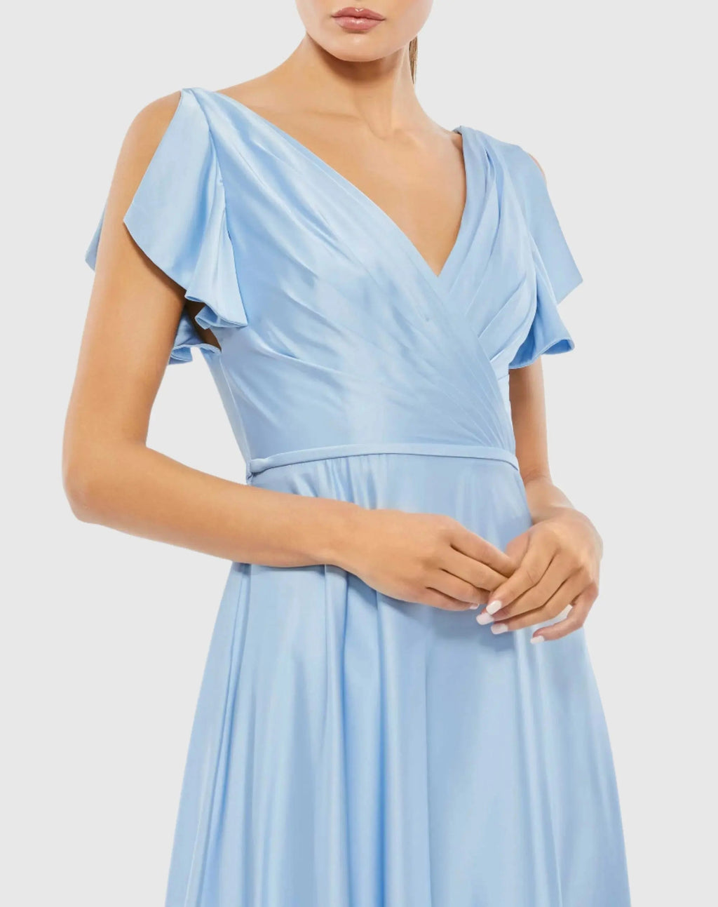 Women's Blue Dress Satin - Blue Pleated