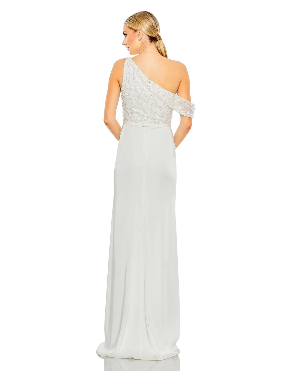 Women's White Dress - White Sequin Floral