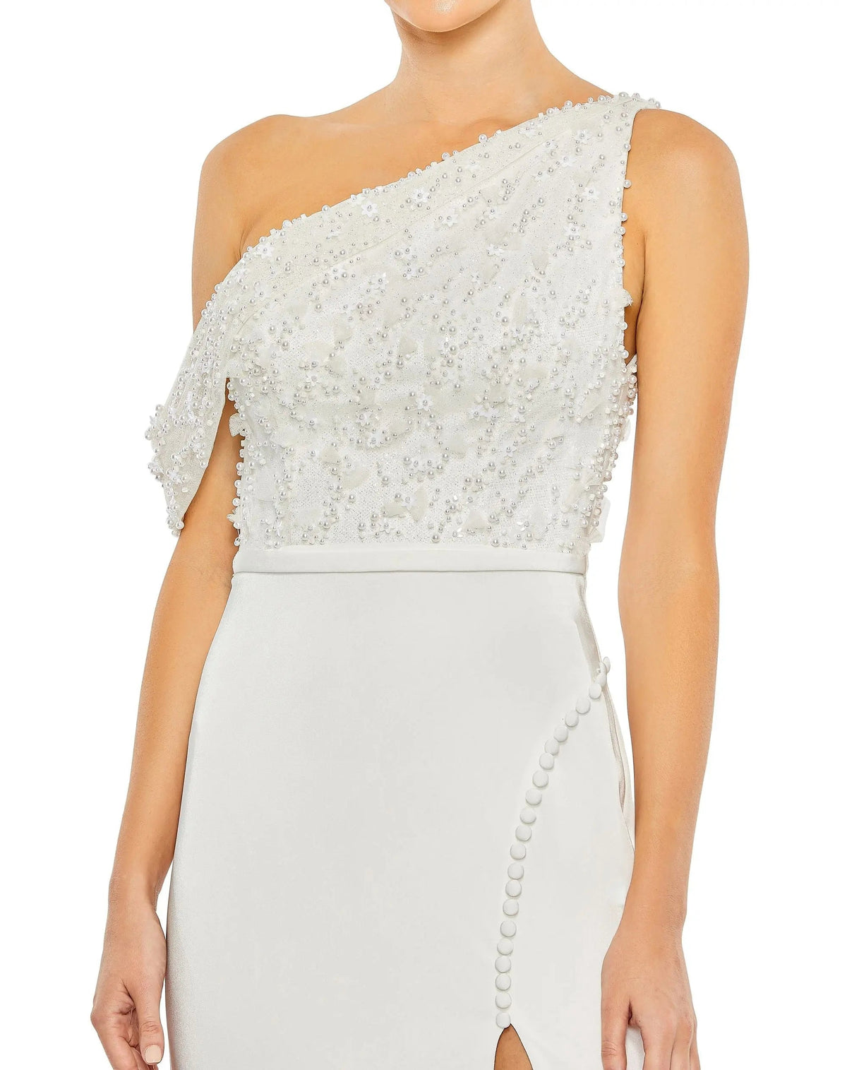 Women's White Dress - White Sequin Floral