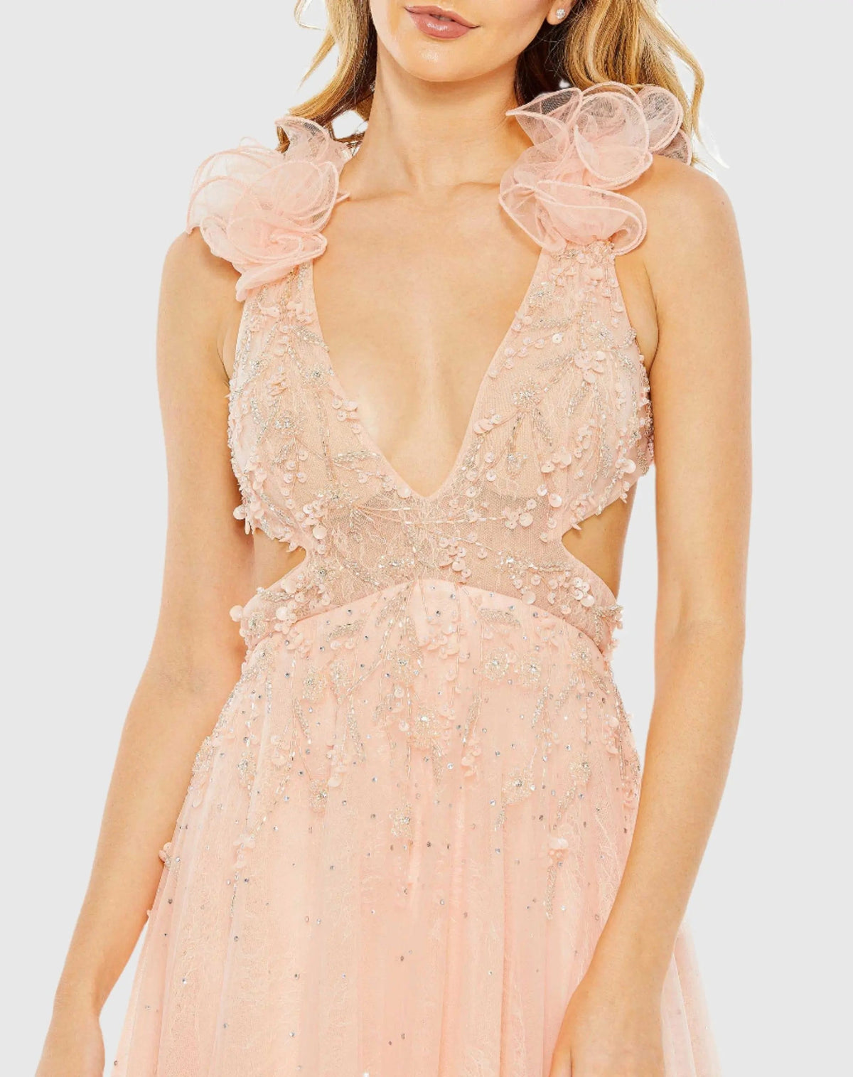 Women's Pink Dress - Pink Lace Sequin