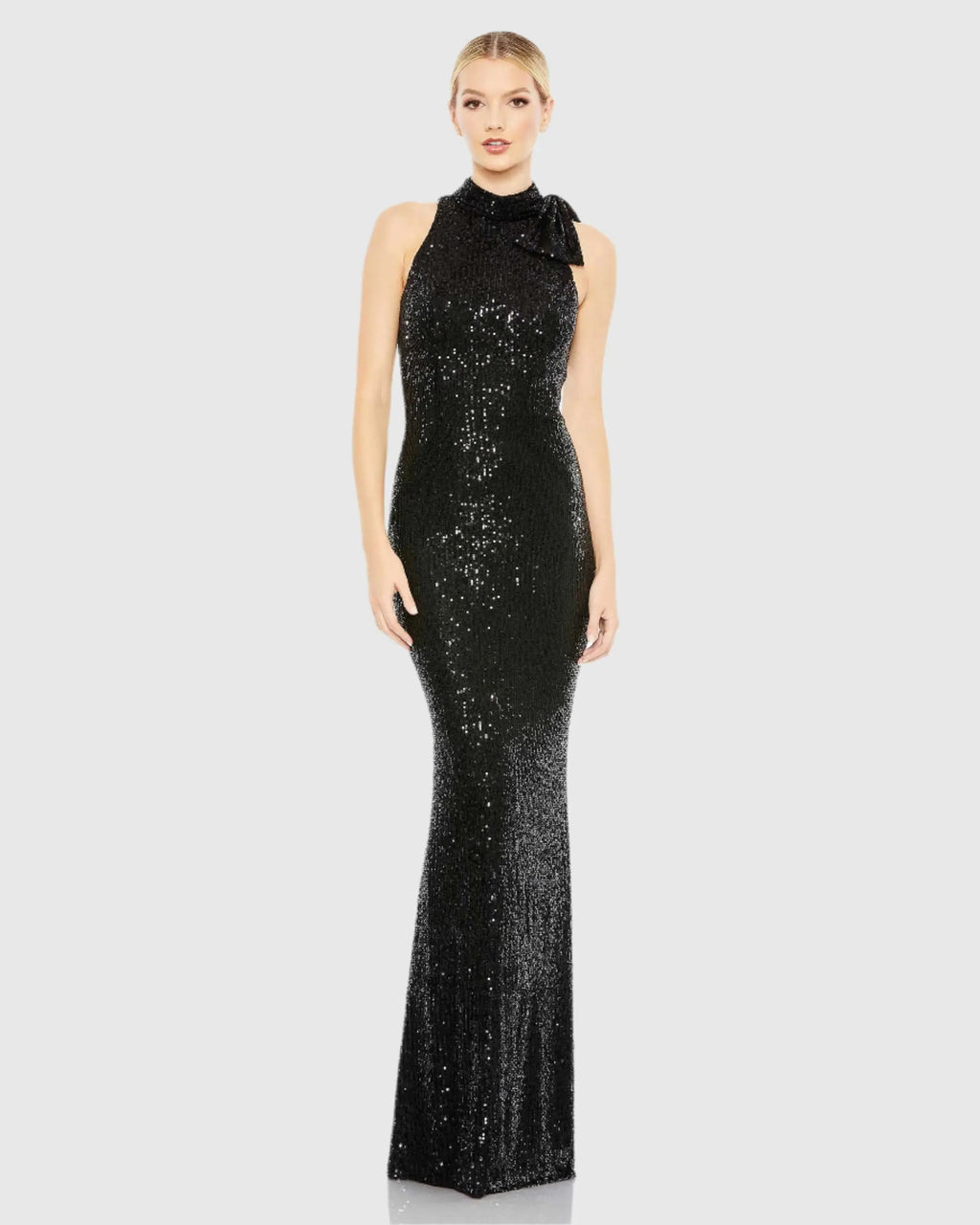 Women's Black Dress Sequin Halter - Black Mesh