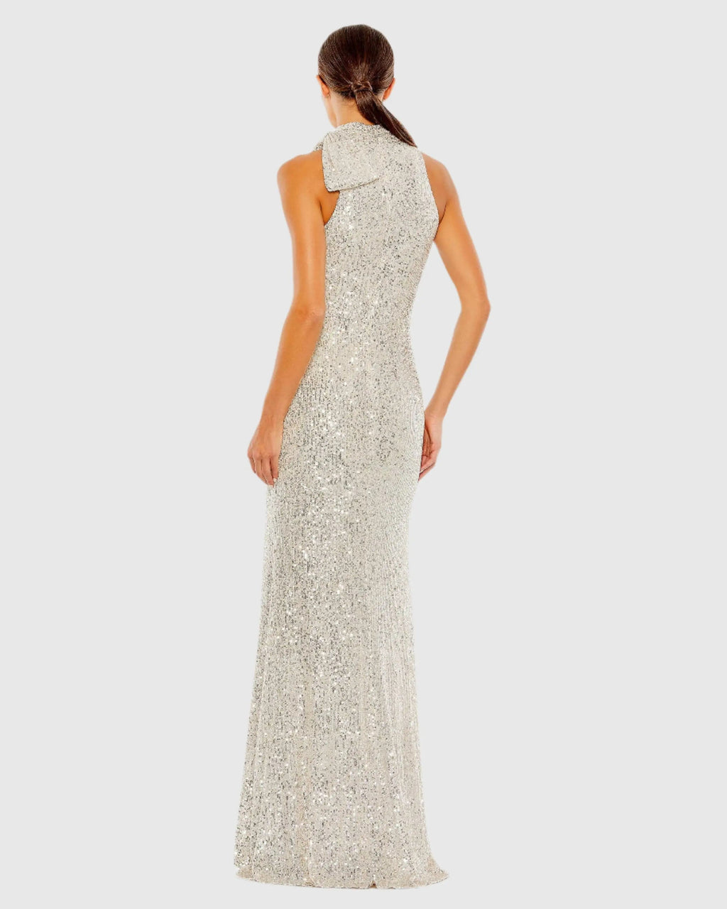 Women's Silver Dress Sequin Halter - Silver Mesh