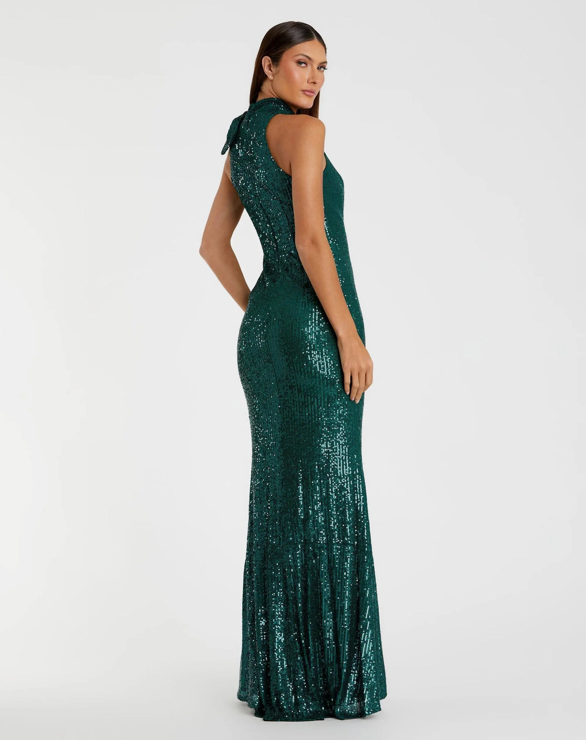Women's Green Dress Sequin Halter - Green Mesh