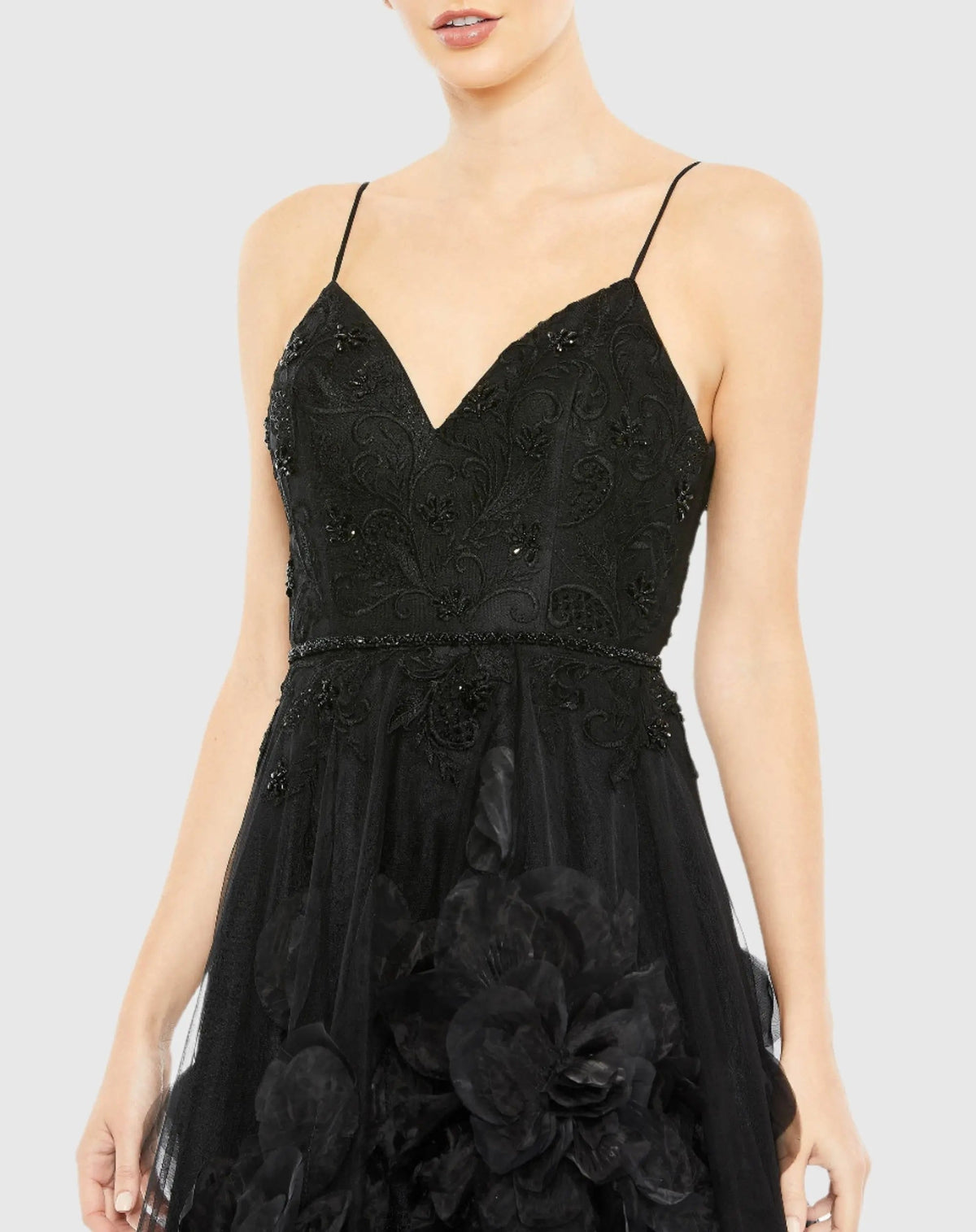 Women's Black Dress Floral Sleeveless - Black Satin Lace