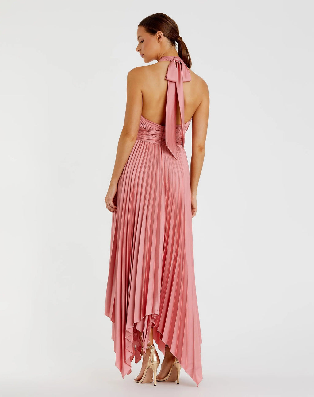 Women's Pink Dress Halter - Pink Satin Cutout