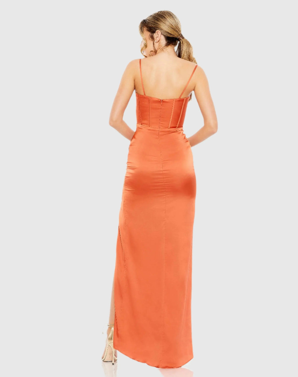 Women's Orange Dress Bodycon Ruched
