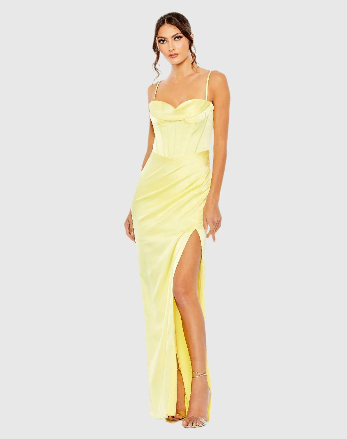 Women's Yellow Dress Bodycon Ruched