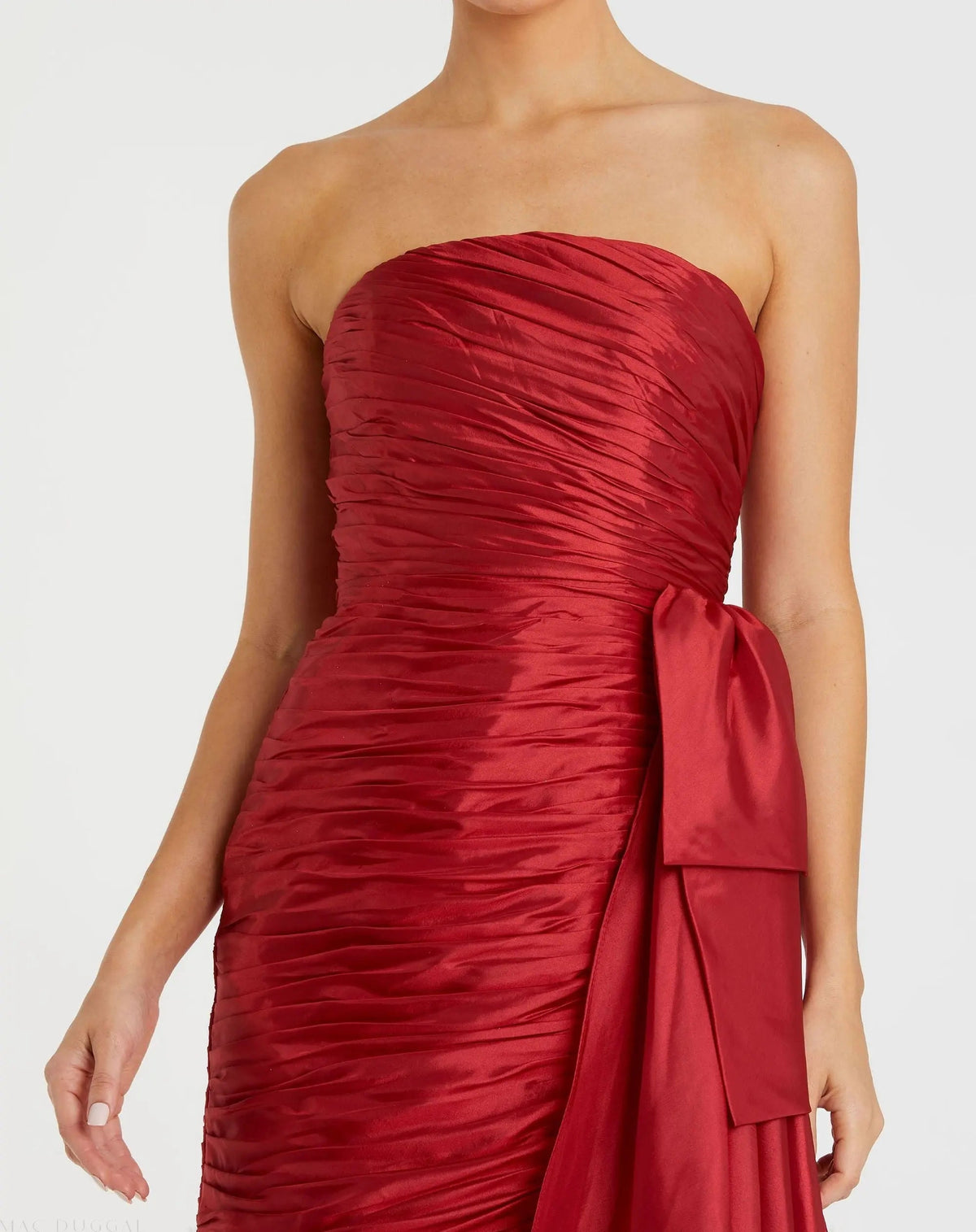 Women's Red Mini Dress Strapless Ruched