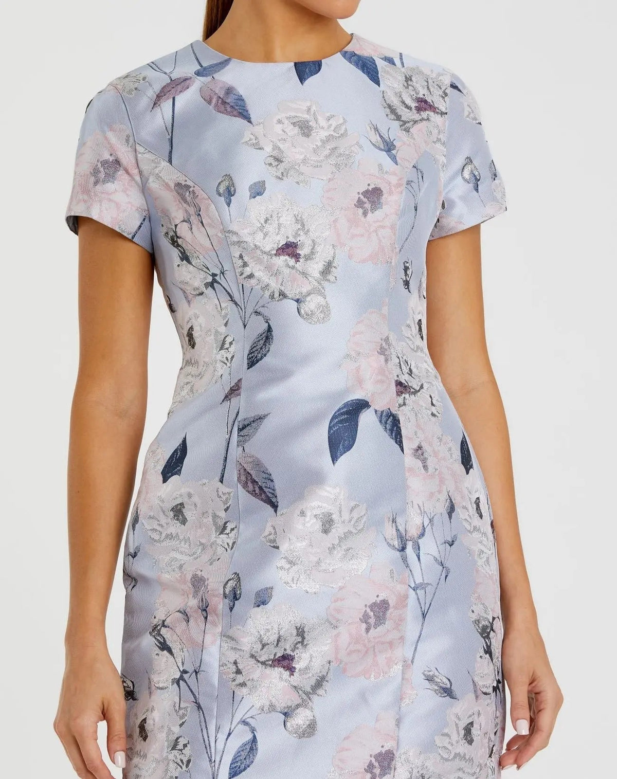 Women's Blue Mini Dress Floral - Blue Satin