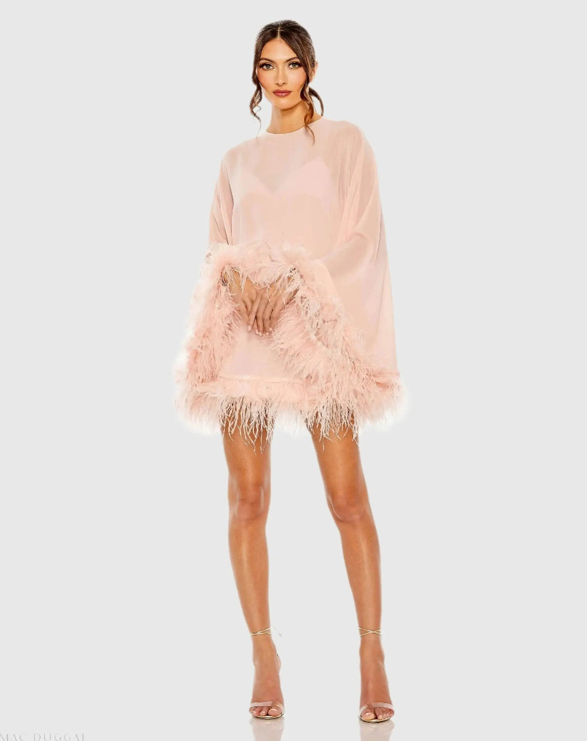 Women's Pink Mini Dress - Pink Chiffon