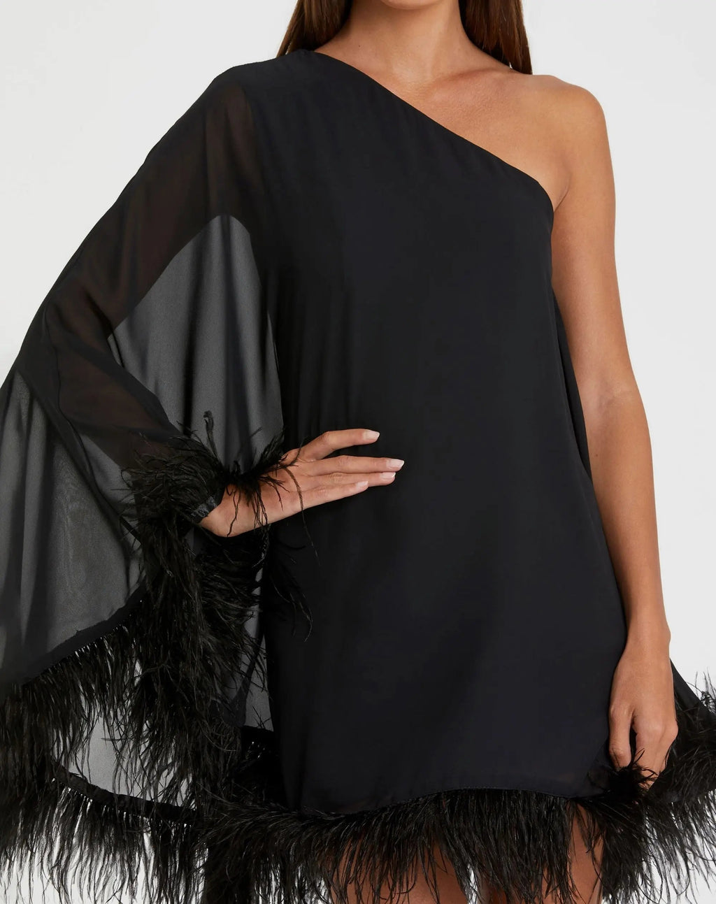 Women's Black Dress One Shoulder - Black One-Shoulder Chiffon
