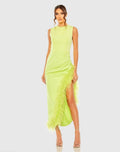 Women's Green Dress Ruched - Green Asymmetrical