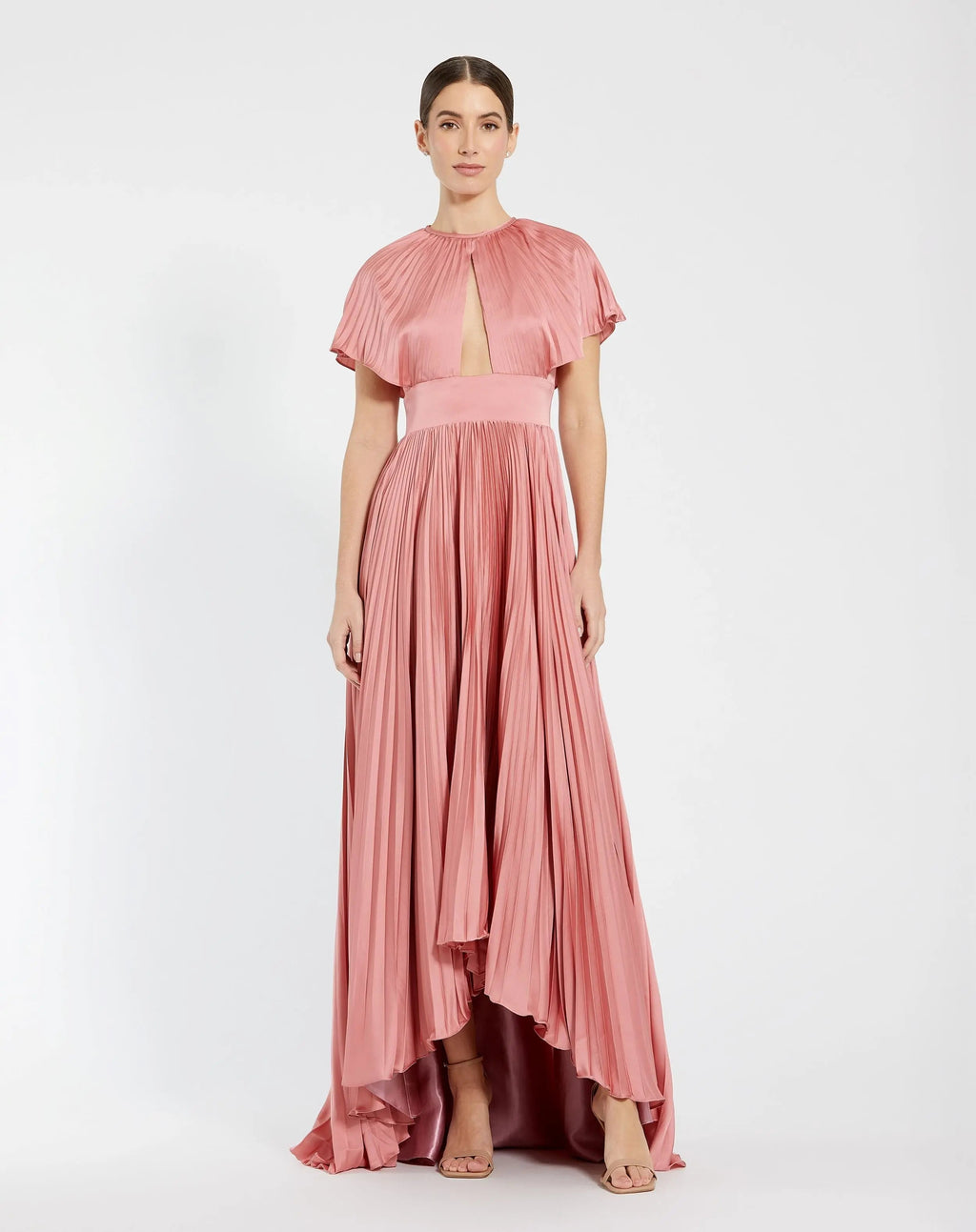 Women's Pink Dress - Pink Satin Cutout
