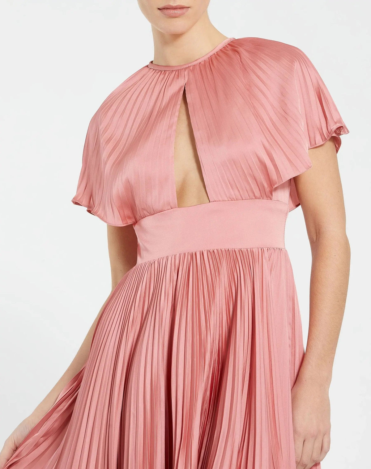 Women's Pink Dress - Pink Satin Cutout