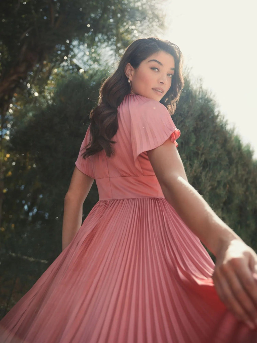 Women's Pink Dress - Pink Satin Cutout