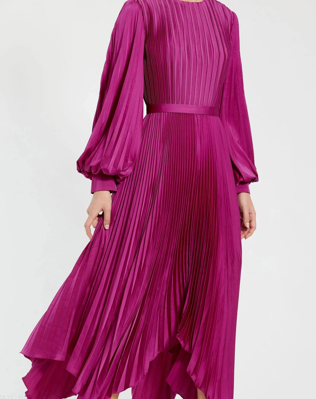 Women's Purple Dress - Purple Satin Pleated