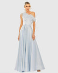 Women's Blue Dress One Shoulder - Blue Satin One-Shoulder