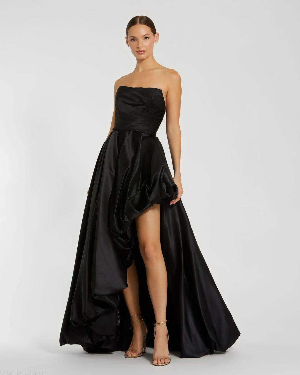 Women's Black Dress Strapless Ruched