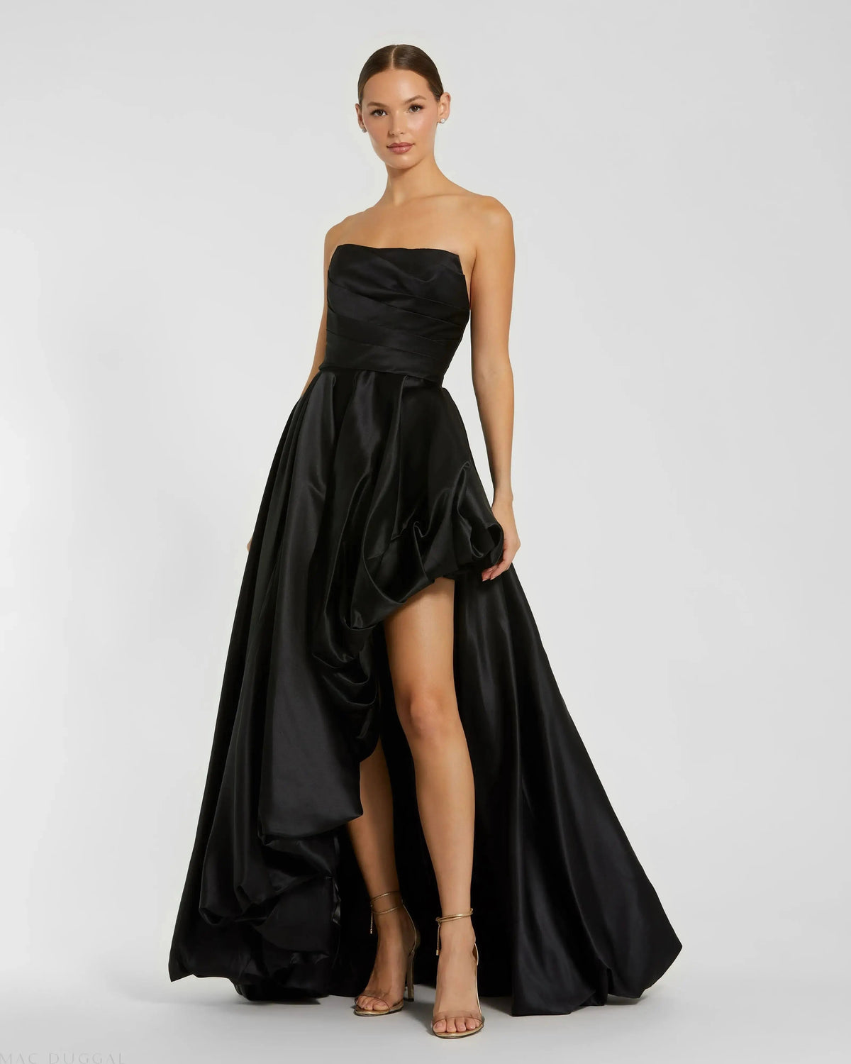 Women's Black Dress Strapless Ruched