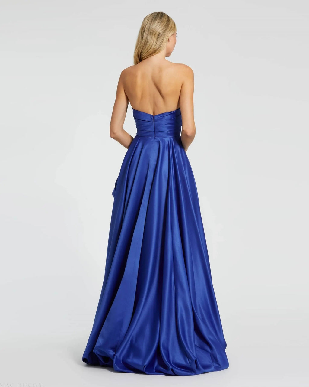 Women's Blue Dress Strapless Ruched