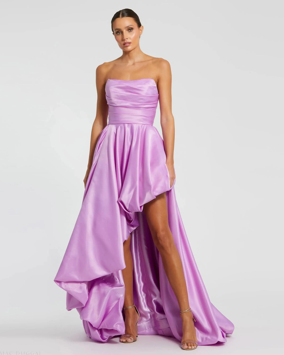 Women's Purple Dress Strapless Ruched