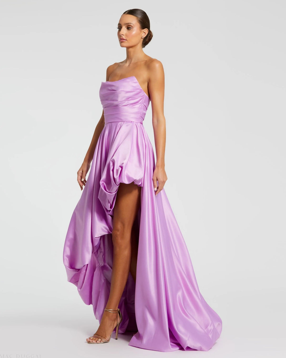 Women's Purple Dress Strapless Ruched