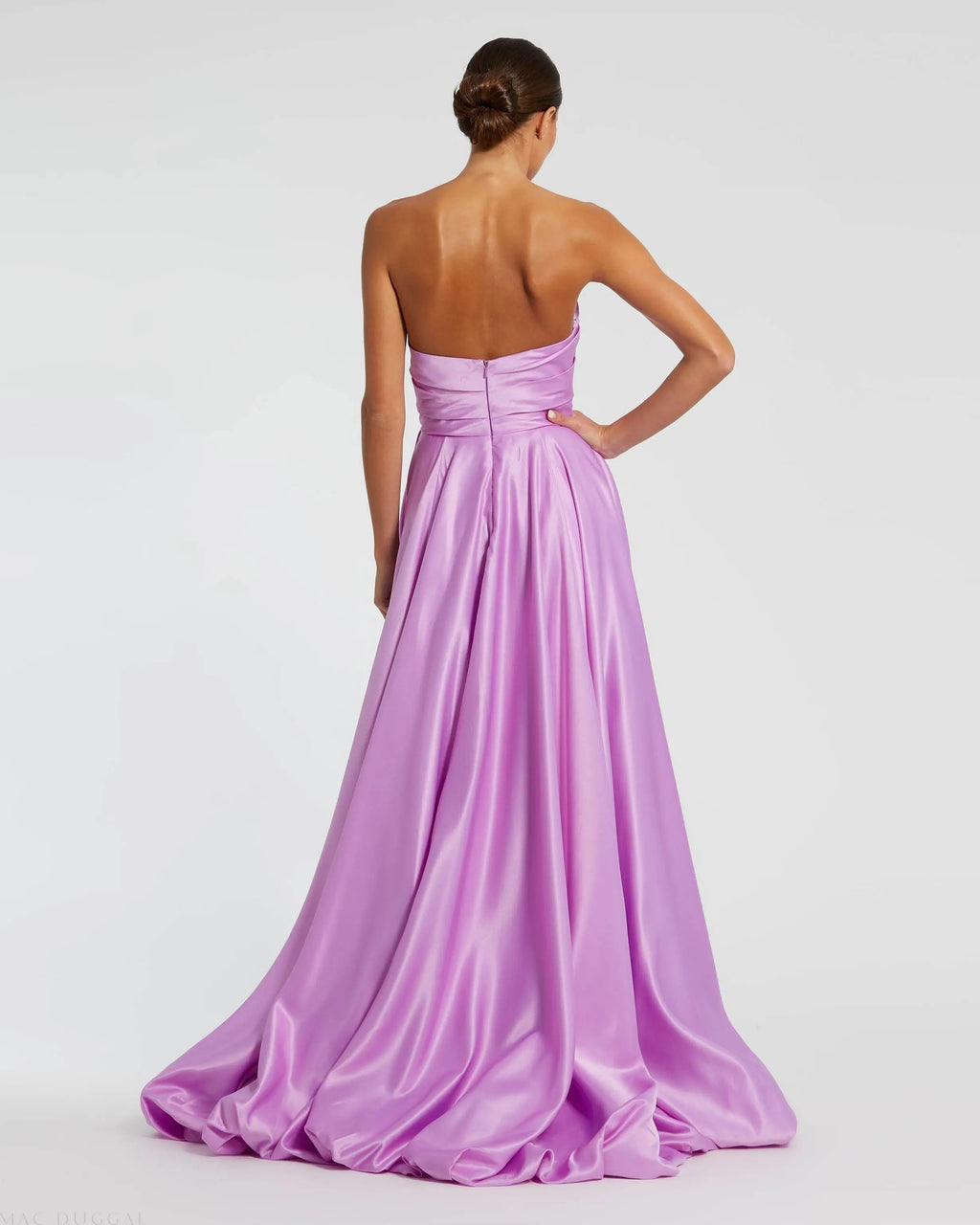 Women's Purple Dress Strapless Ruched