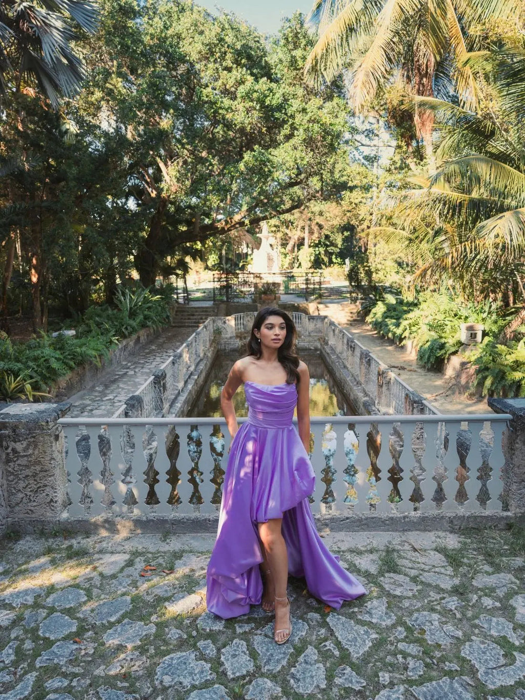 Women's Purple Dress Strapless Ruched