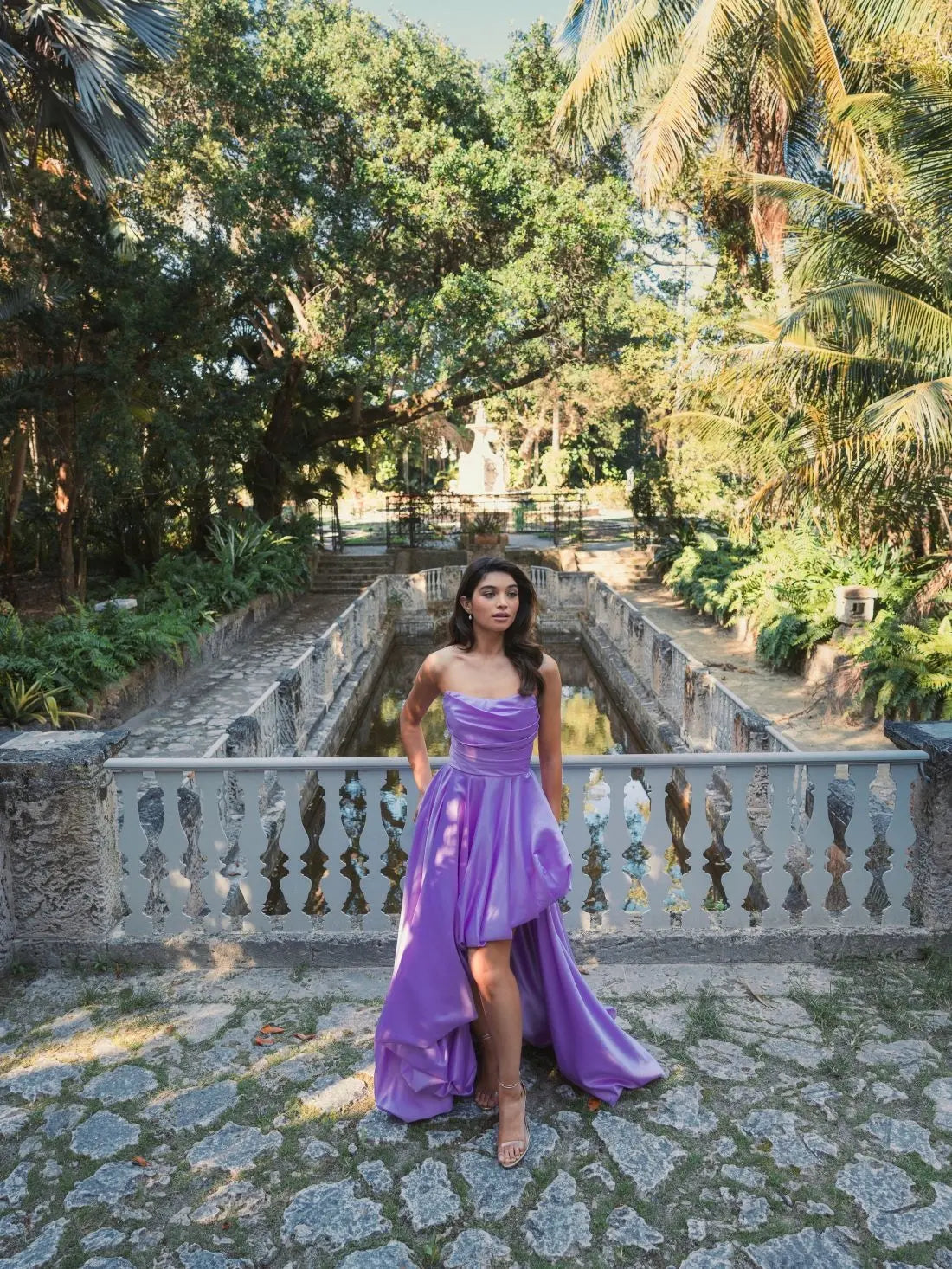 Women's Purple Dress Strapless Ruched
