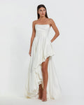 Women's White Dress Strapless Ruched