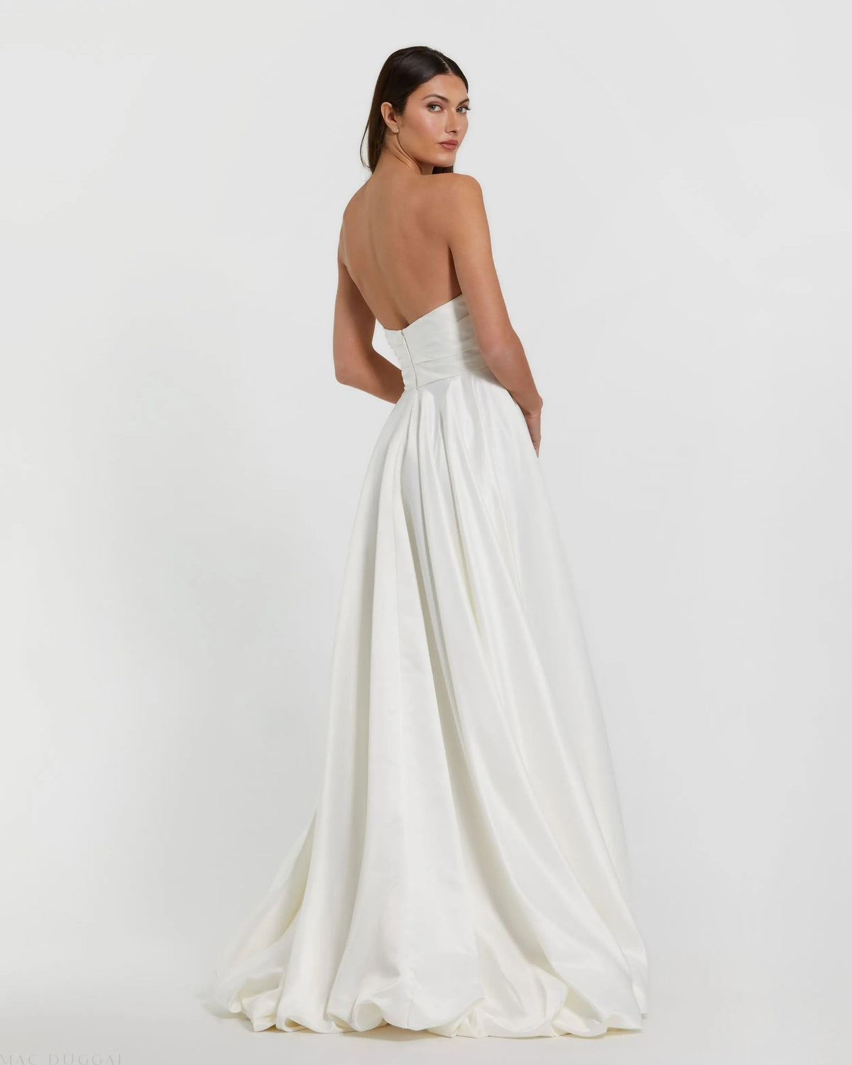 Women's White Dress Strapless Ruched