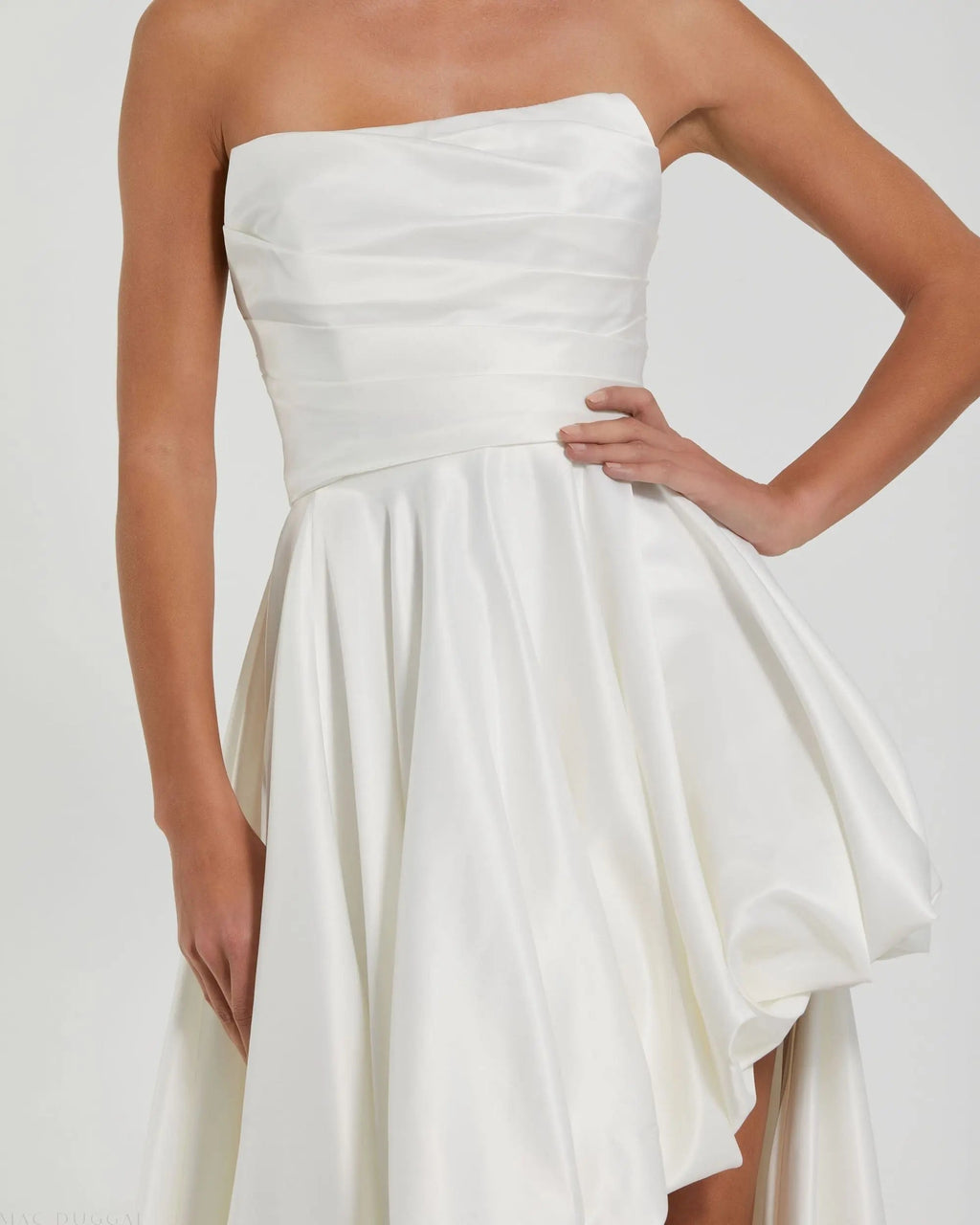 Women's White Dress Strapless Ruched